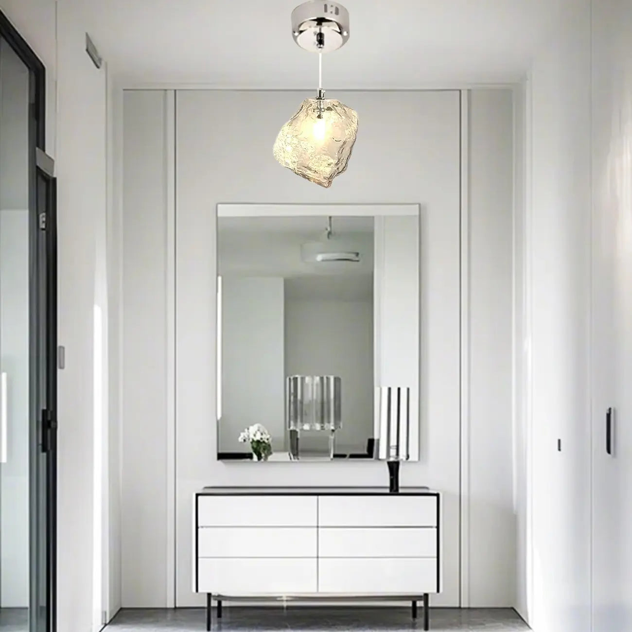 Suspension en cristal cubique irrégulier pour décoration intérieure moderne