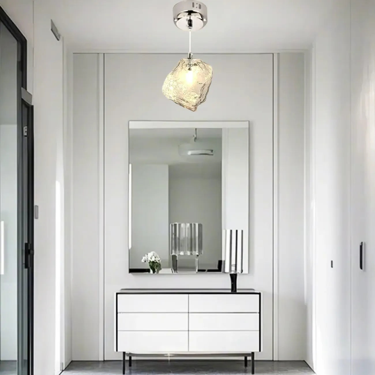 Suspension en cristal cubique irrégulier pour décoration intérieure moderne