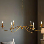Lustre industriel vintage en métal à 6 lumières, de style candélabre.
