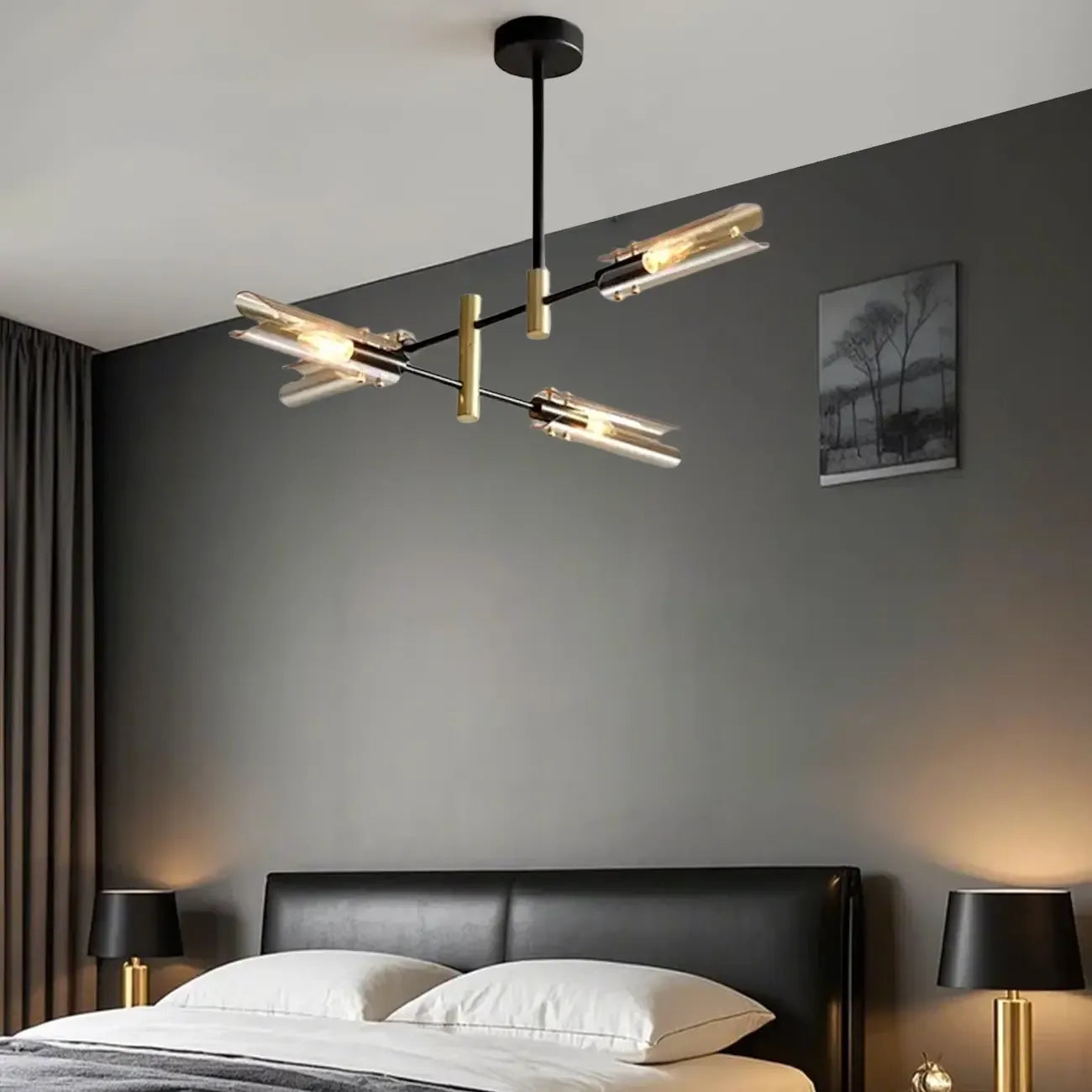 Lustre linéaire industriel moderne à hauteur réglable