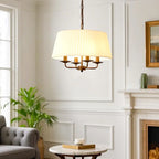 Lustre tambour moderne en tissu avec longueur de suspension réglable