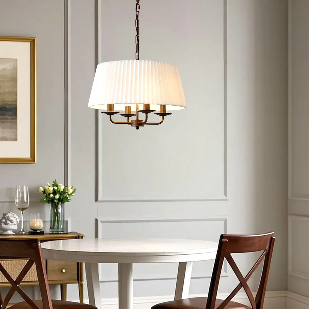 Lustre tambour moderne en tissu avec longueur de suspension réglable
