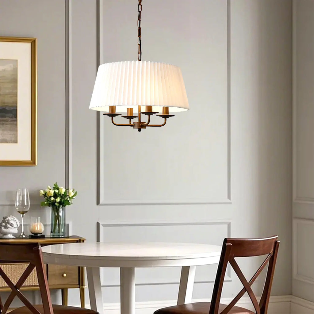 Lustre tambour moderne en tissu avec longueur de suspension réglable