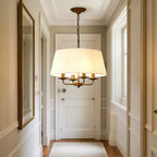 Lustre tambour moderne en tissu avec longueur de suspension réglable
