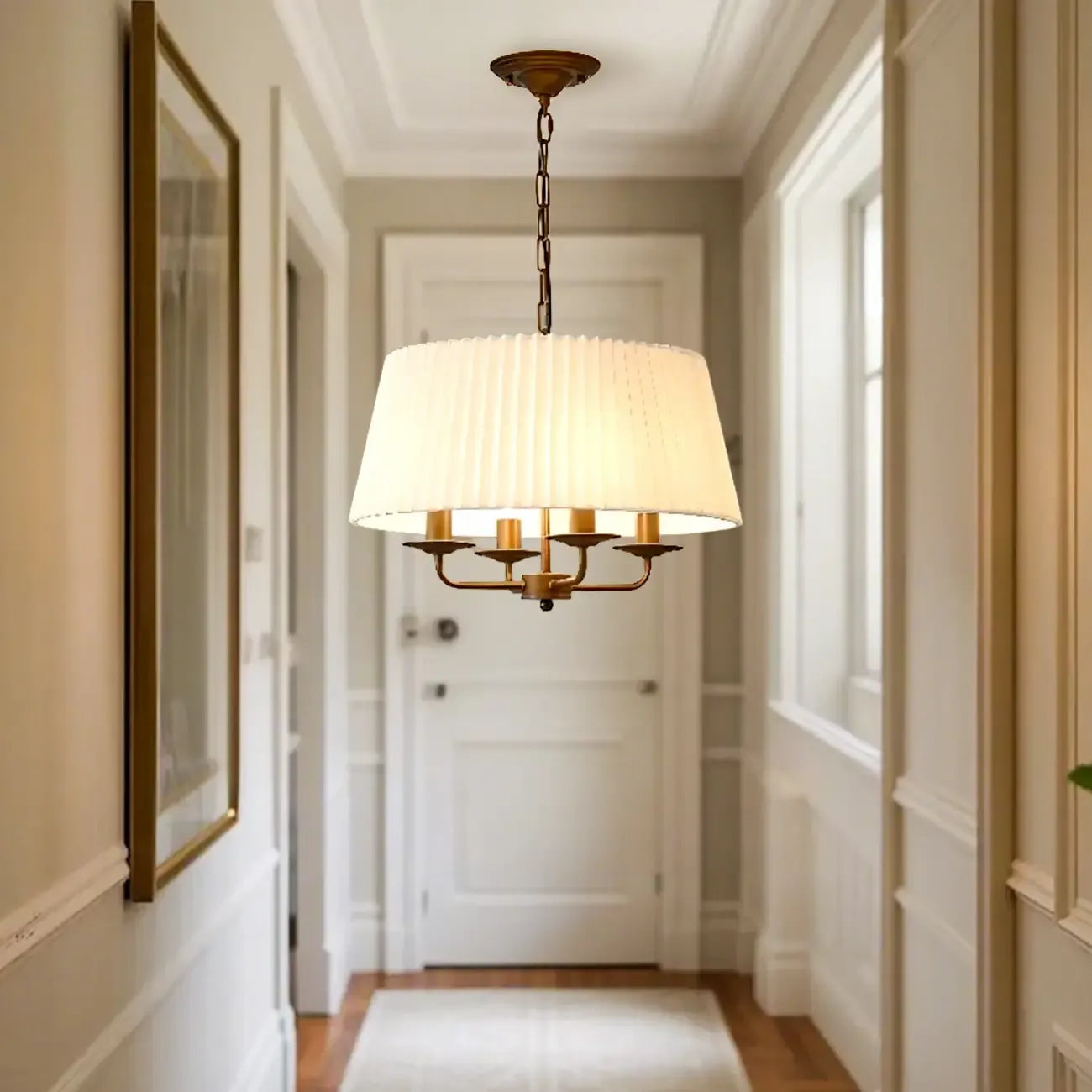 Lustre tambour moderne en tissu avec longueur de suspension réglable