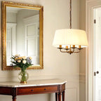 Lustre tambour moderne en tissu avec longueur de suspension réglable