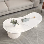 Table basse ovale blanche minimaliste standard avec 2 tiroirs