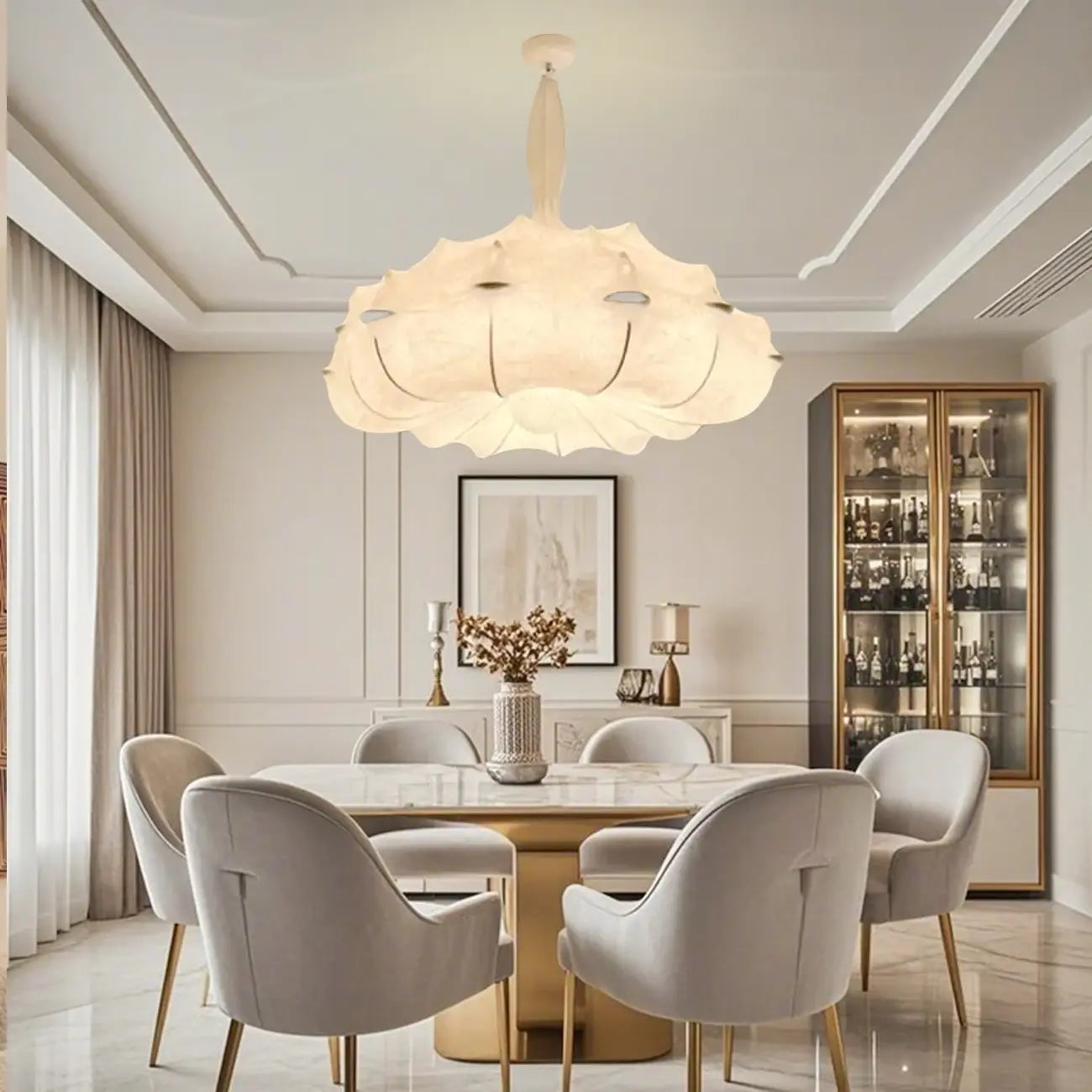 Lustre moderne en tissu blanc pour la décoration du salon