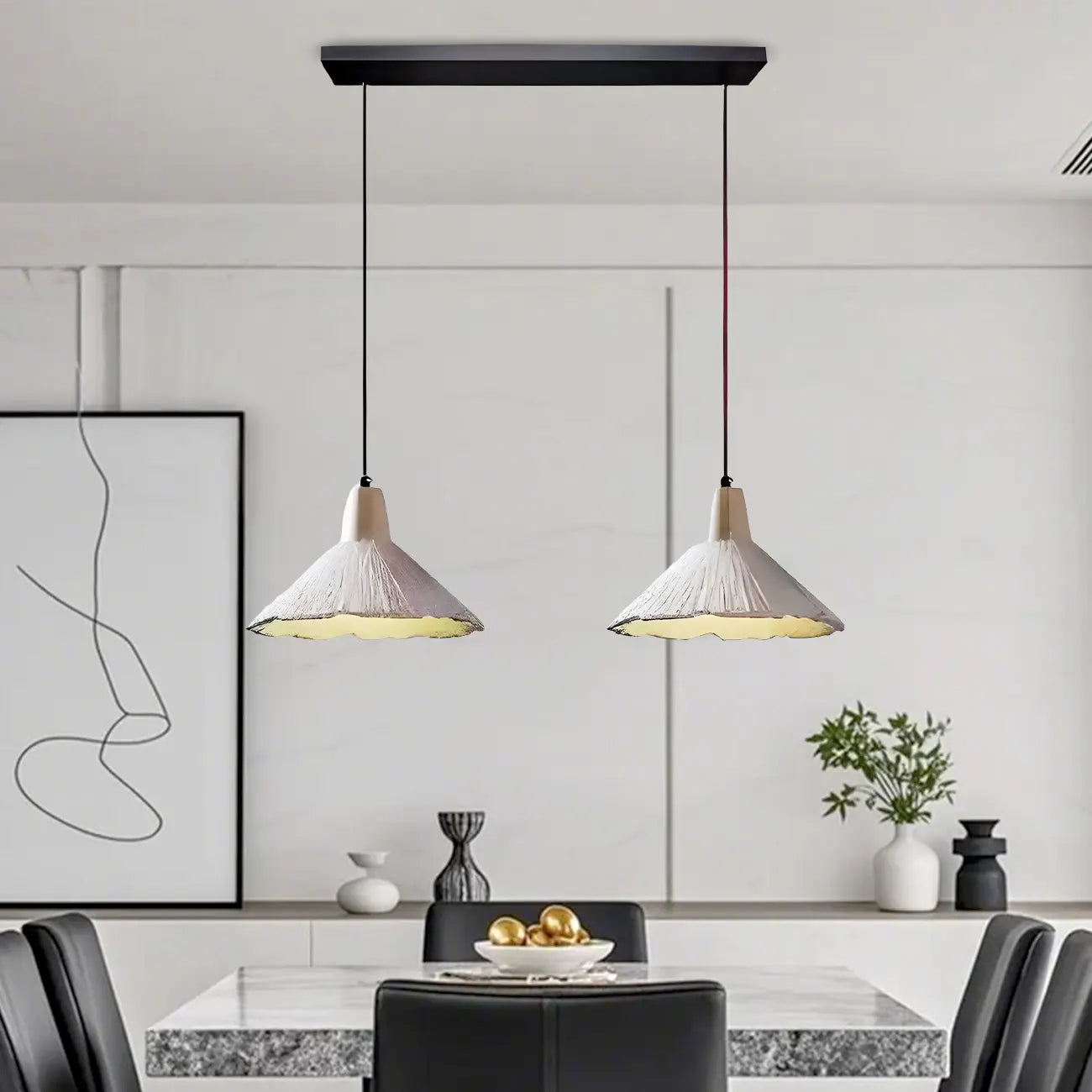 Suspension en bois gris avec motif de feuille de ginkgo pour salon