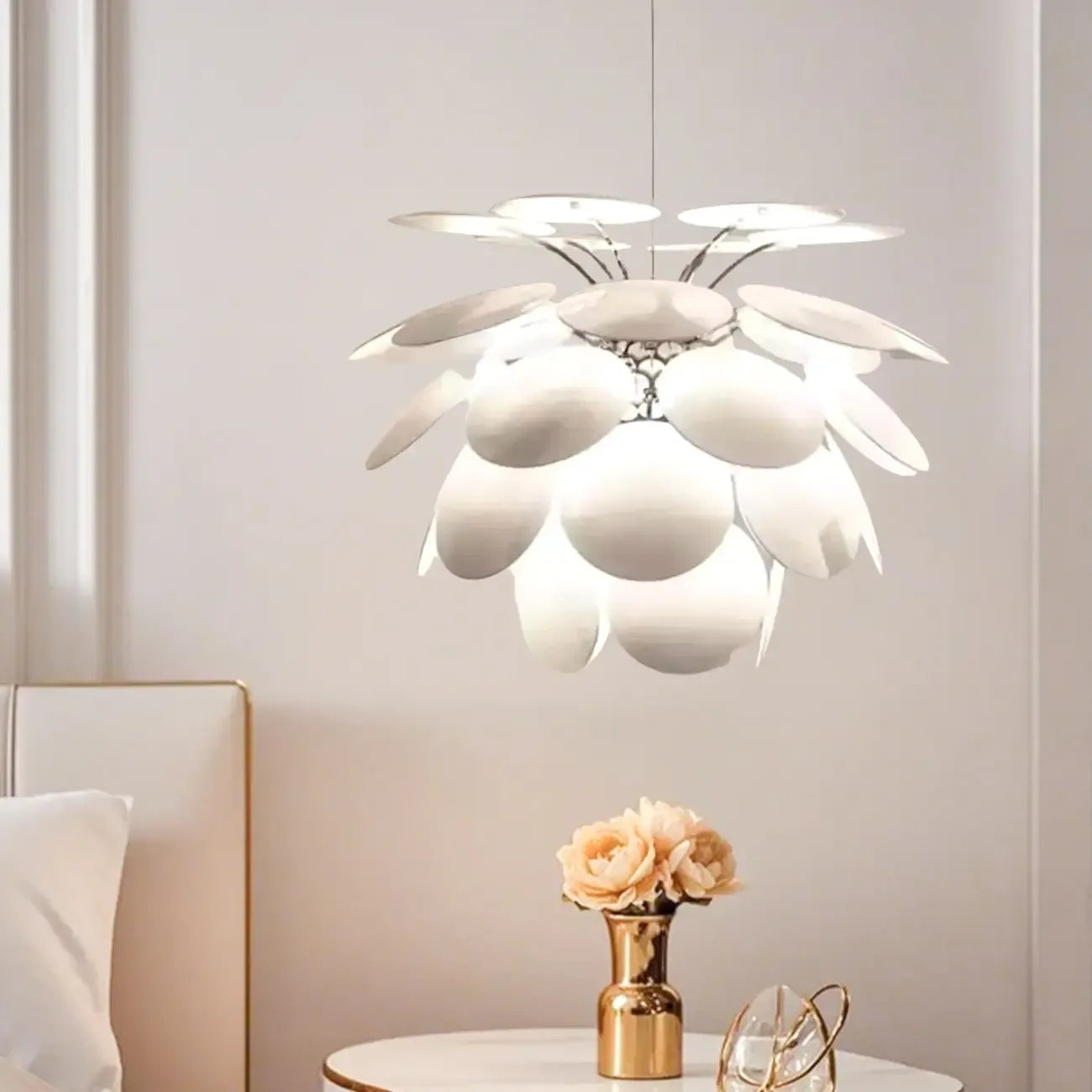 Lustre moderne à 5 niveaux avec structure métallique réglable