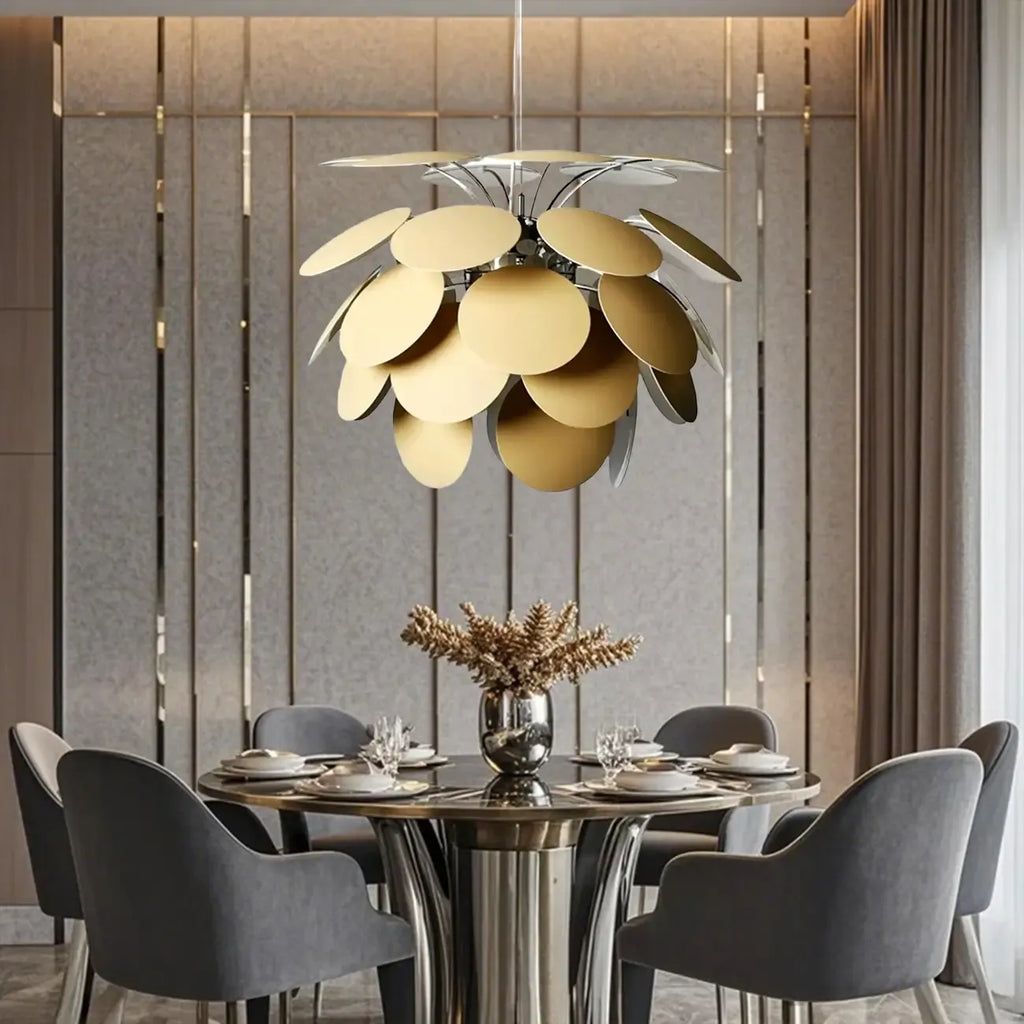 Lustre moderne à 5 niveaux avec structure métallique réglable