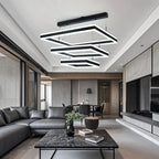 Lustre moderne linéaire carré à 3 niveaux avec LED à intensité variable