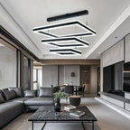 Lustre moderne linéaire carré à 3 niveaux avec LED à intensité variable