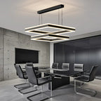 Lustre moderne linéaire carré à 3 niveaux avec LED à intensité variable