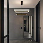 Lustre moderne linéaire carré à 3 niveaux avec LED à intensité variable