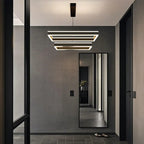Lustre moderne linéaire carré à 3 niveaux avec LED à intensité variable