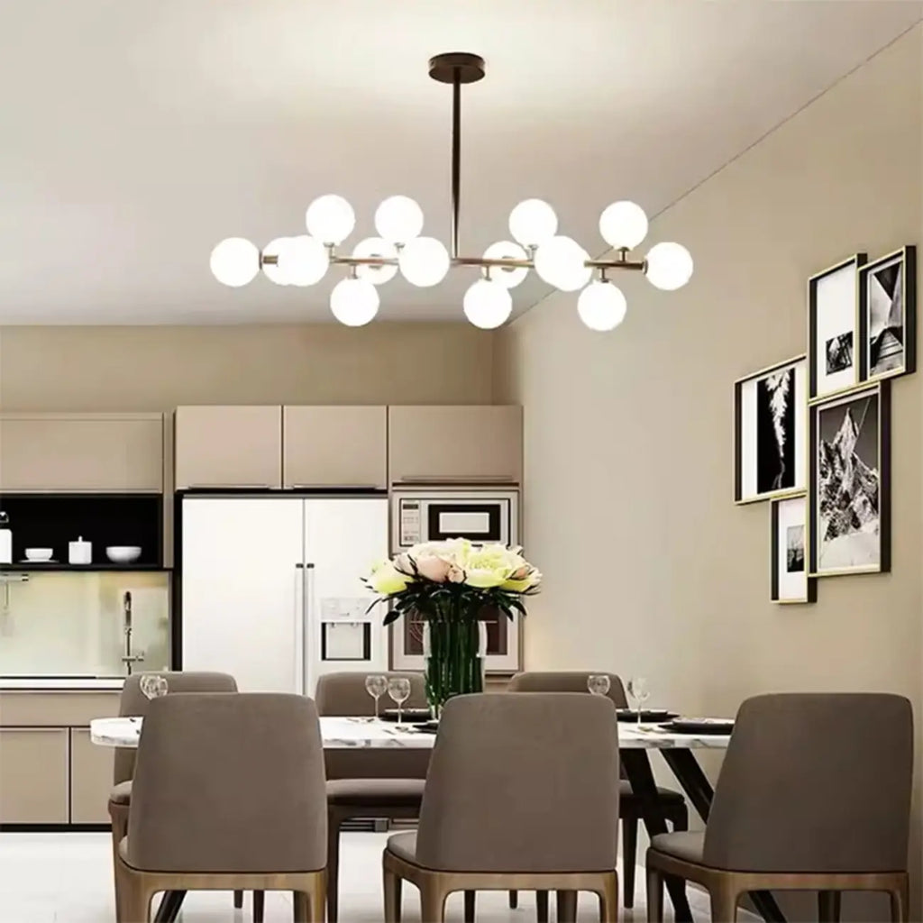 Suspension moderne dorée en forme de globe pour îlot de cuisine