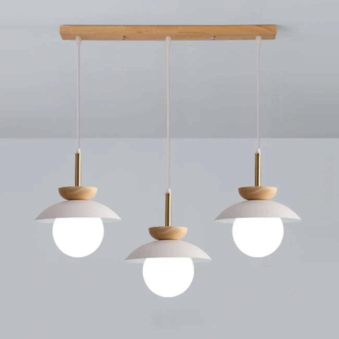 Lampade a sospensione moderne a 3 luci in legno per isola cucina