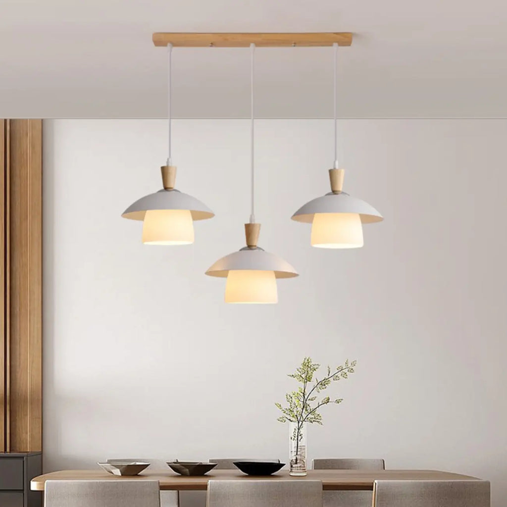 Lampade a sospensione moderne a 3 luci in legno per isola cucina