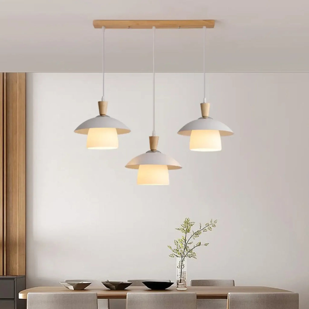 Lampade a sospensione moderne a 3 luci in legno per isola cucina