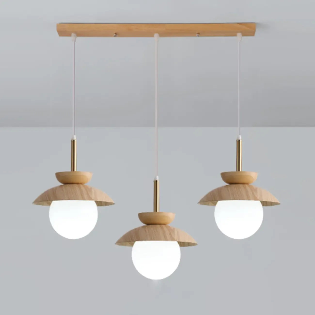 Lampade a sospensione moderne a 3 luci in legno per isola cucina