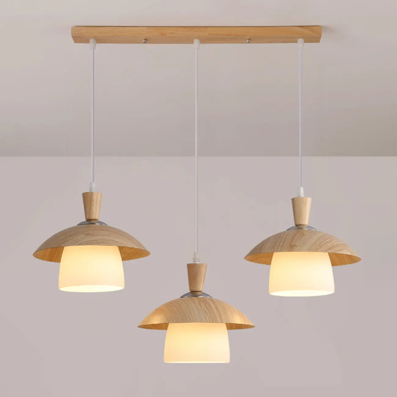 Lampade a sospensione moderne a 3 luci in legno per isola cucina