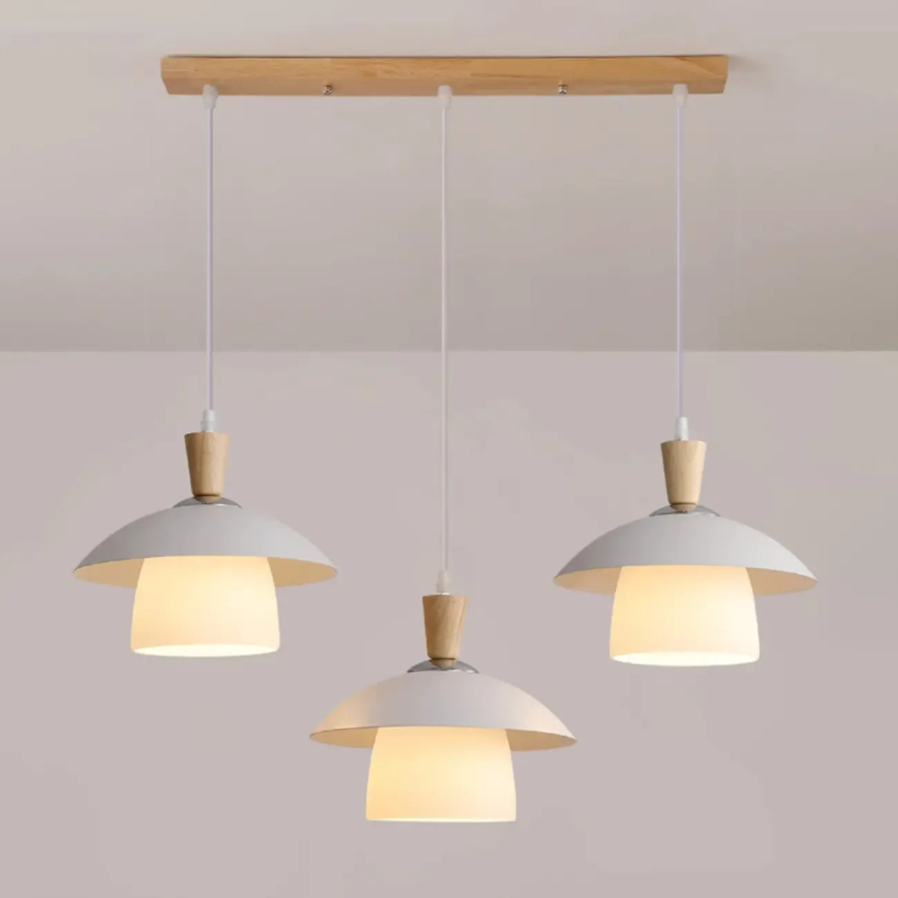 Lampade a sospensione moderne a 3 luci in legno per isola cucina