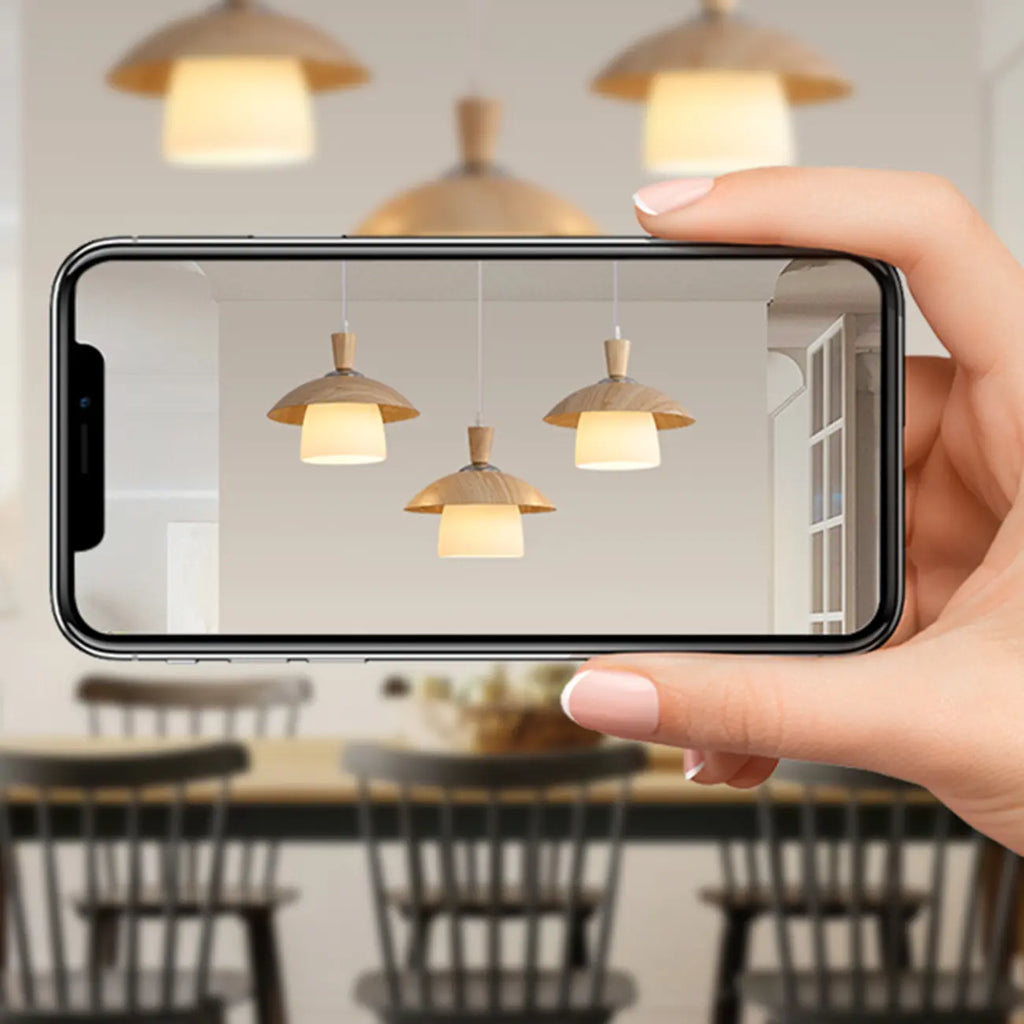 Lampade a sospensione moderne a 3 luci in legno per isola cucina