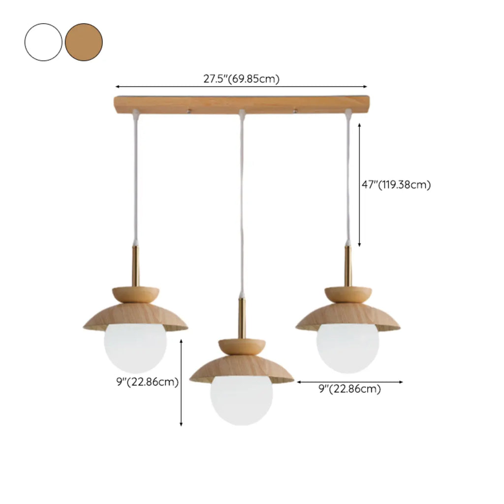 Lampade a sospensione moderne a 3 luci in legno per isola cucina