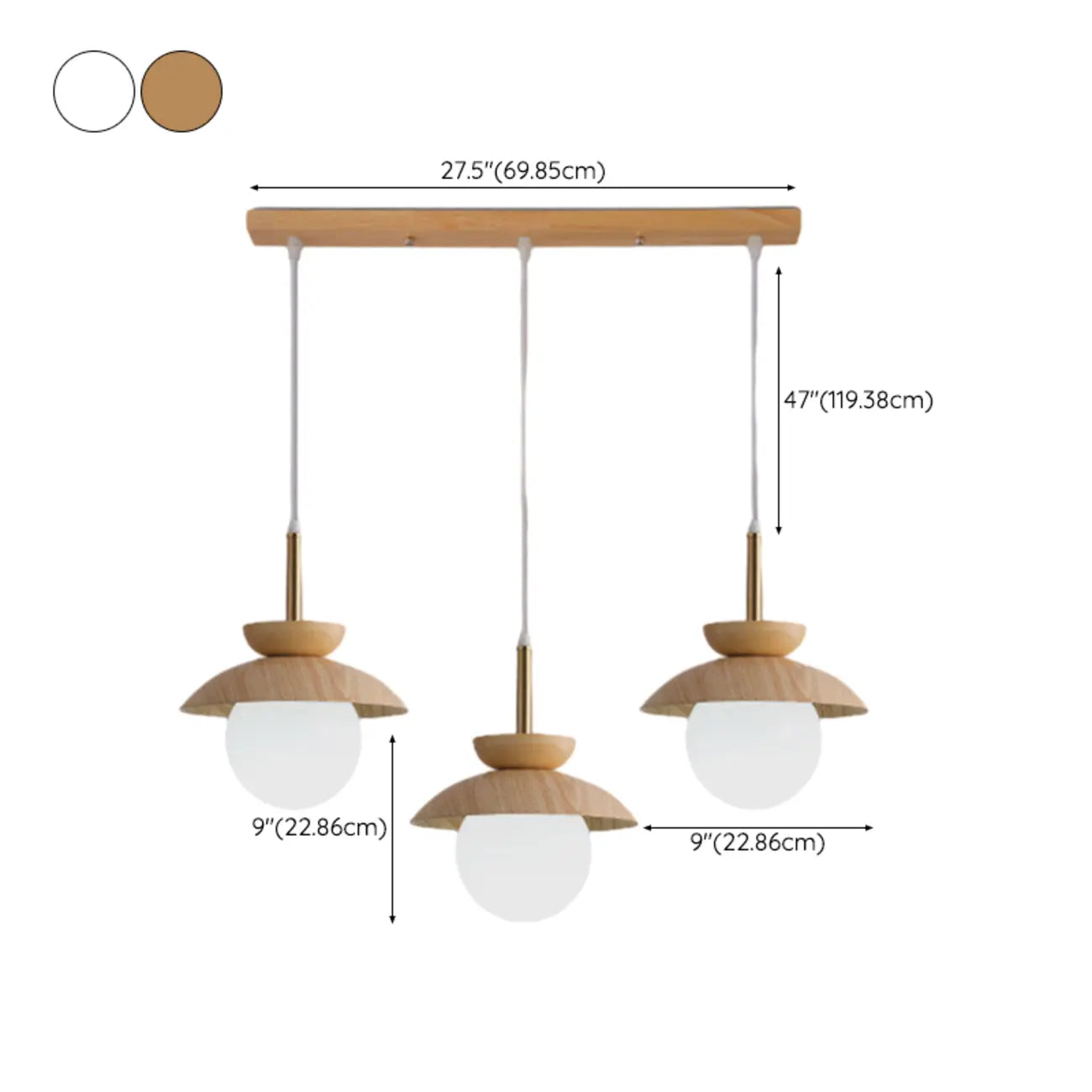Lampade a sospensione moderne a 3 luci in legno per isola cucina