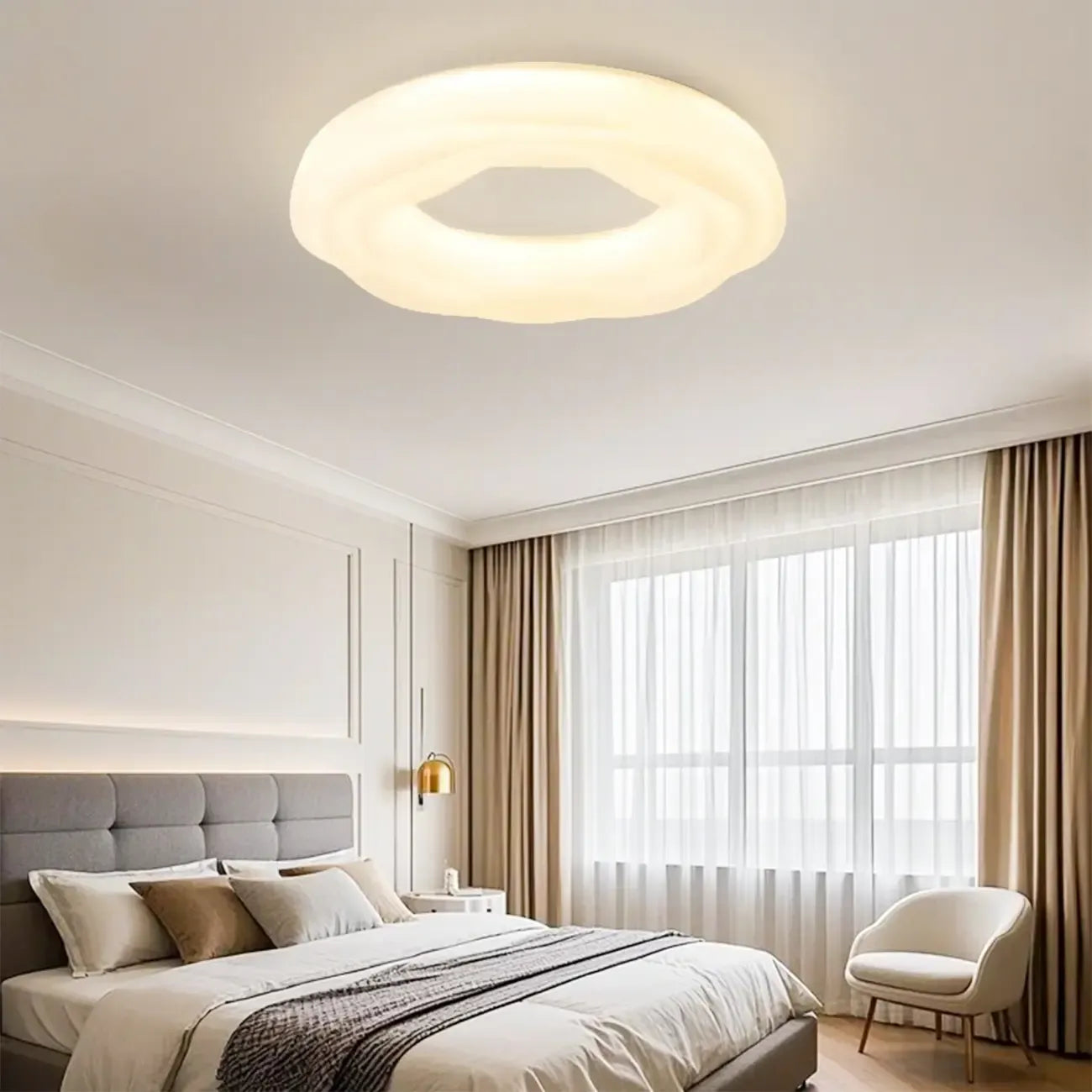 Plafonnier circulaire moderne à intensité variable pour chambre à coucher