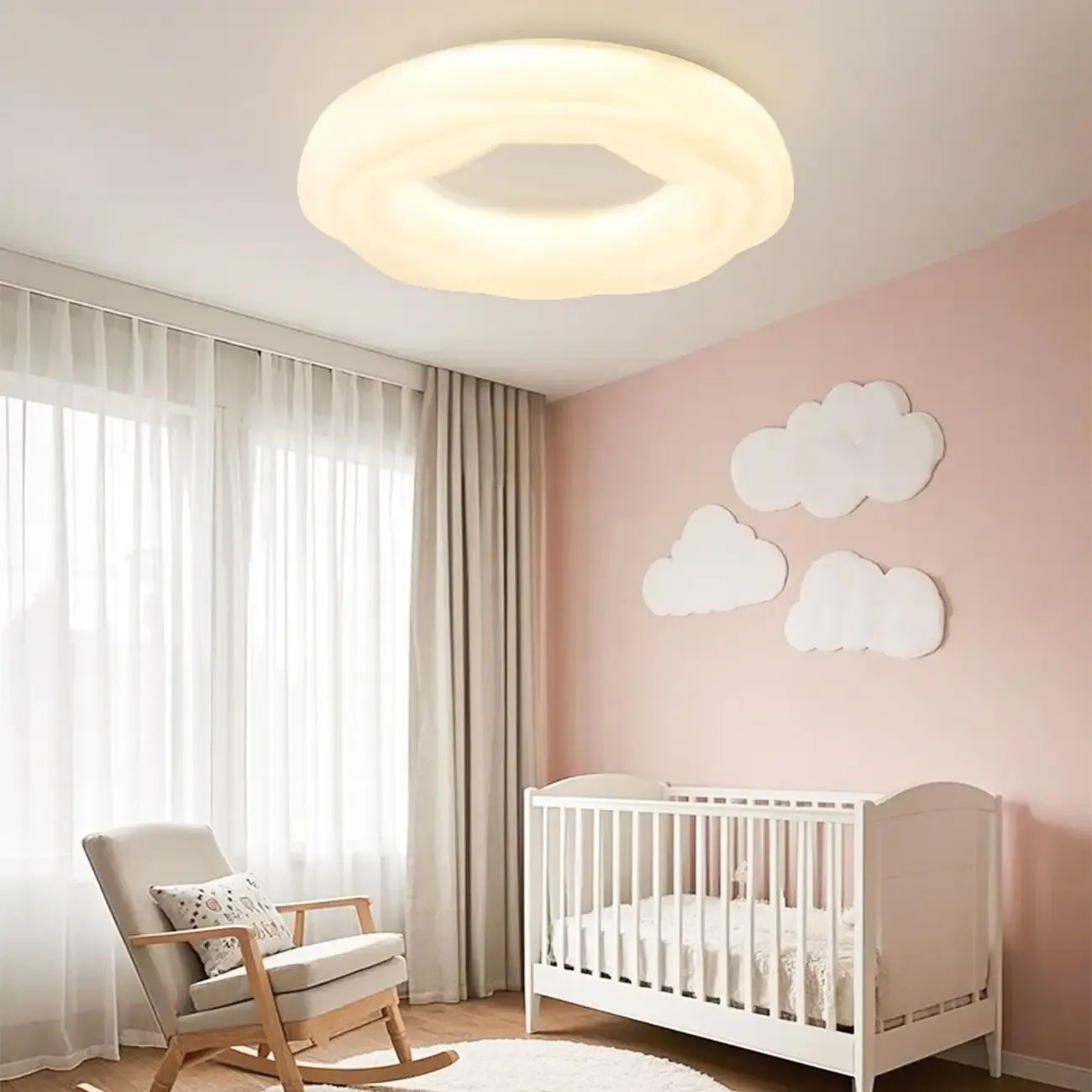 Plafonnier circulaire moderne à intensité variable pour chambre à coucher