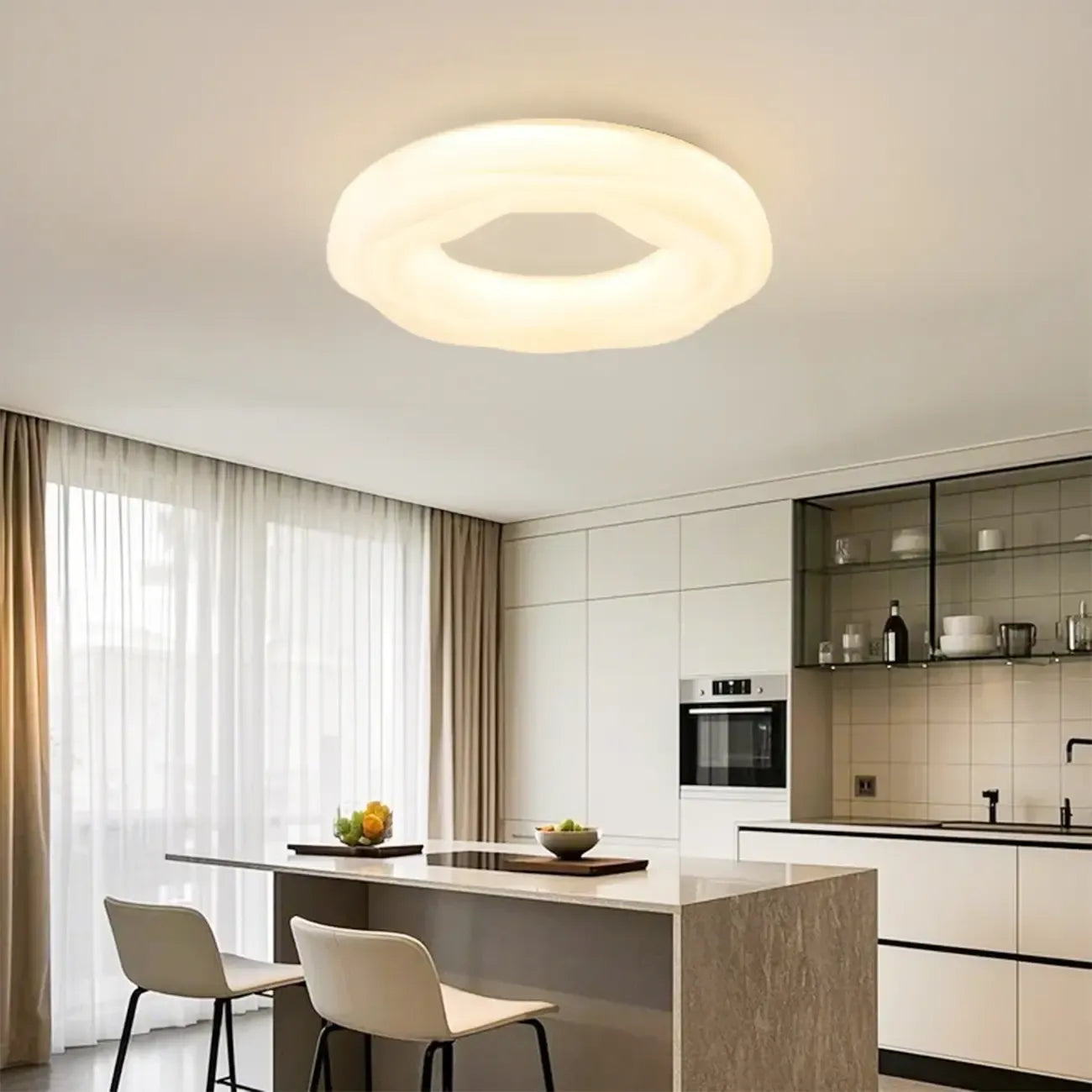 Plafonnier circulaire moderne à intensité variable pour chambre à coucher