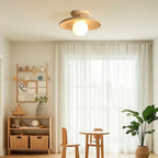 Plafonnier semi-encastré simple en bois pour usage intérieur