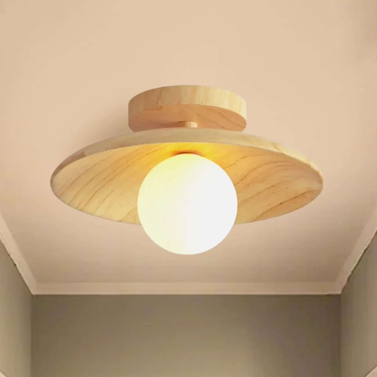 Plafonnier semi-encastré simple en bois pour usage intérieur