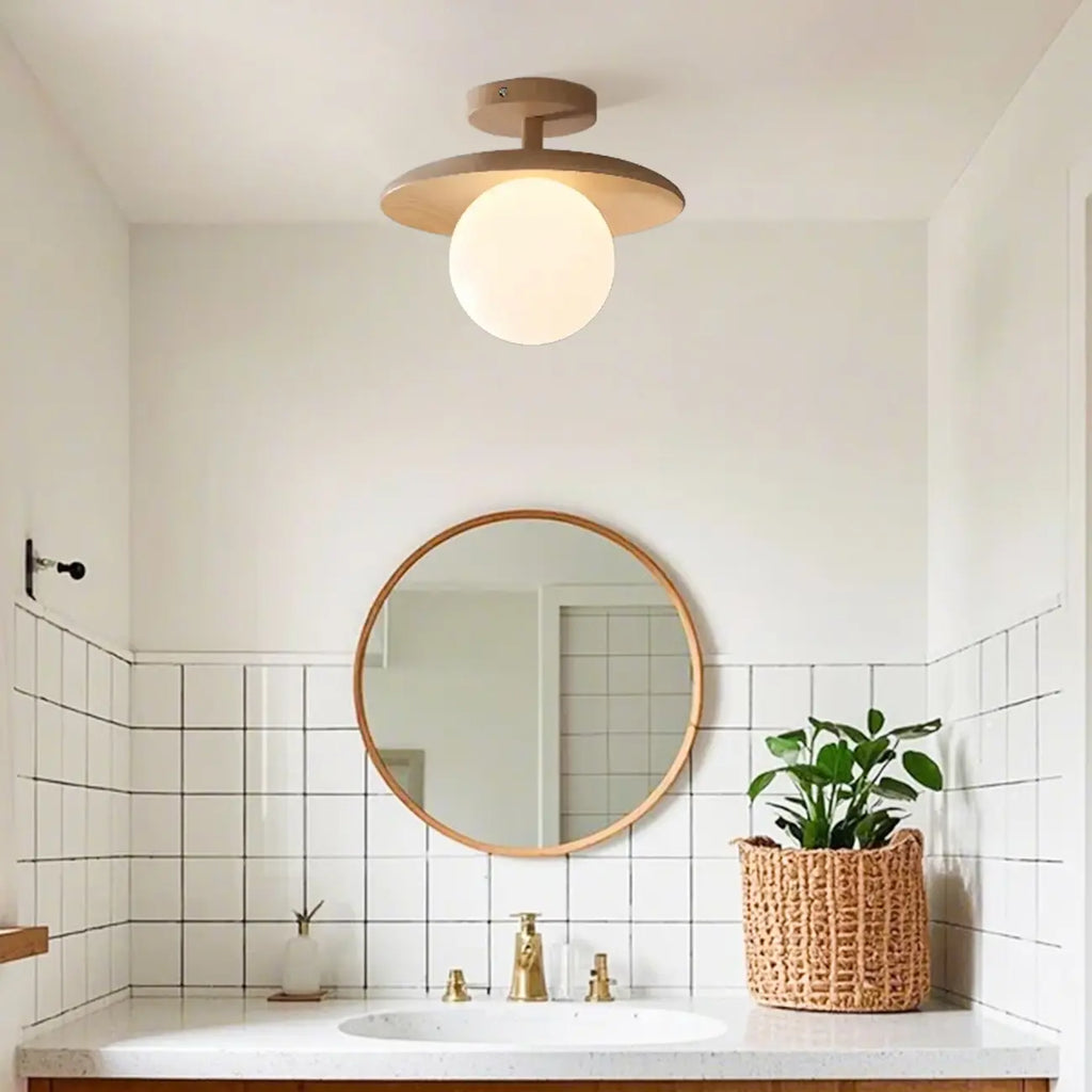 Plafonnier semi-encastré simple en bois pour usage intérieur