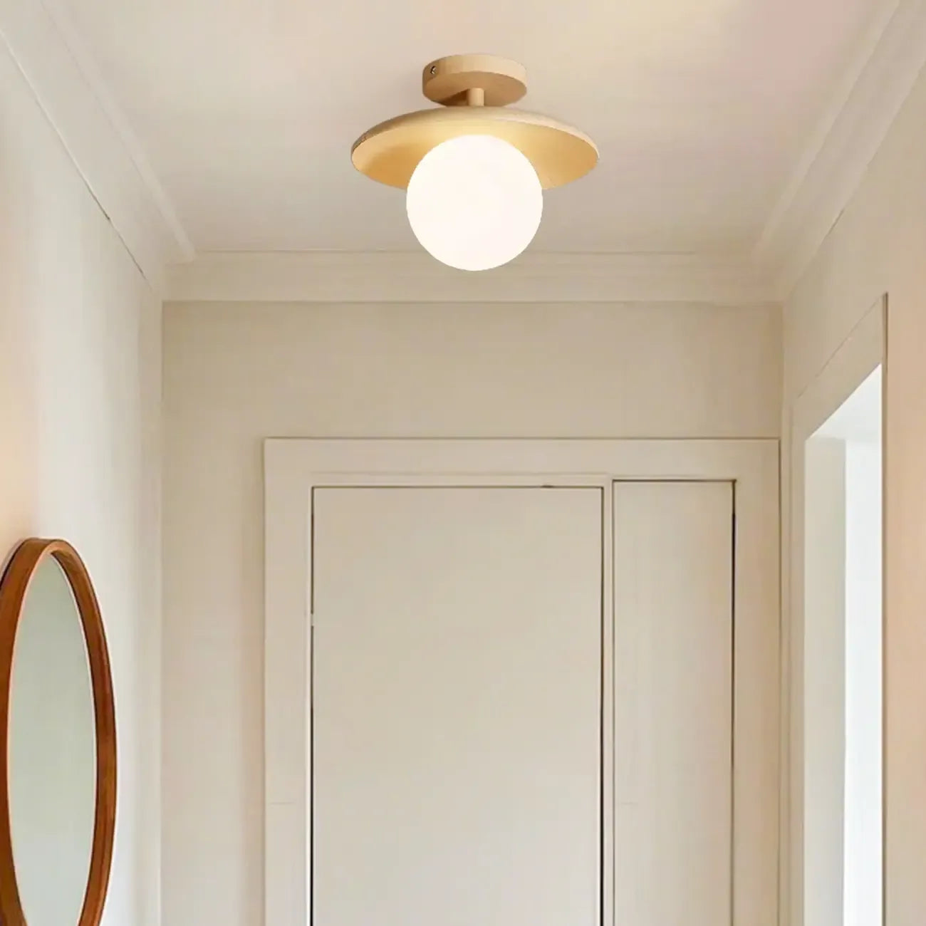 Plafonnier semi-encastré simple en bois pour usage intérieur