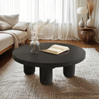 Table basse ronde minimaliste en bois noir et blanc