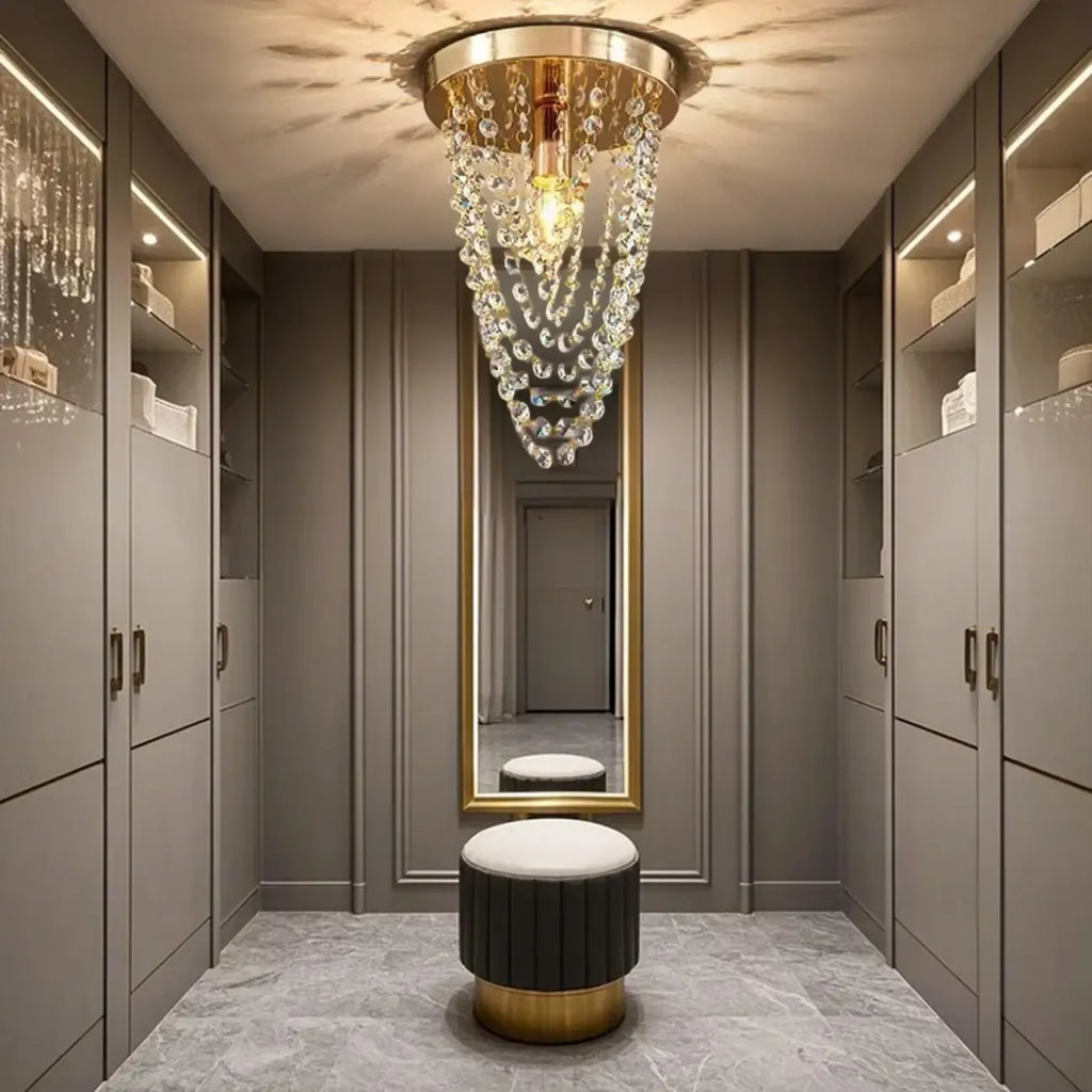 Plafonnier géométrique en cristal encastré pour salon
