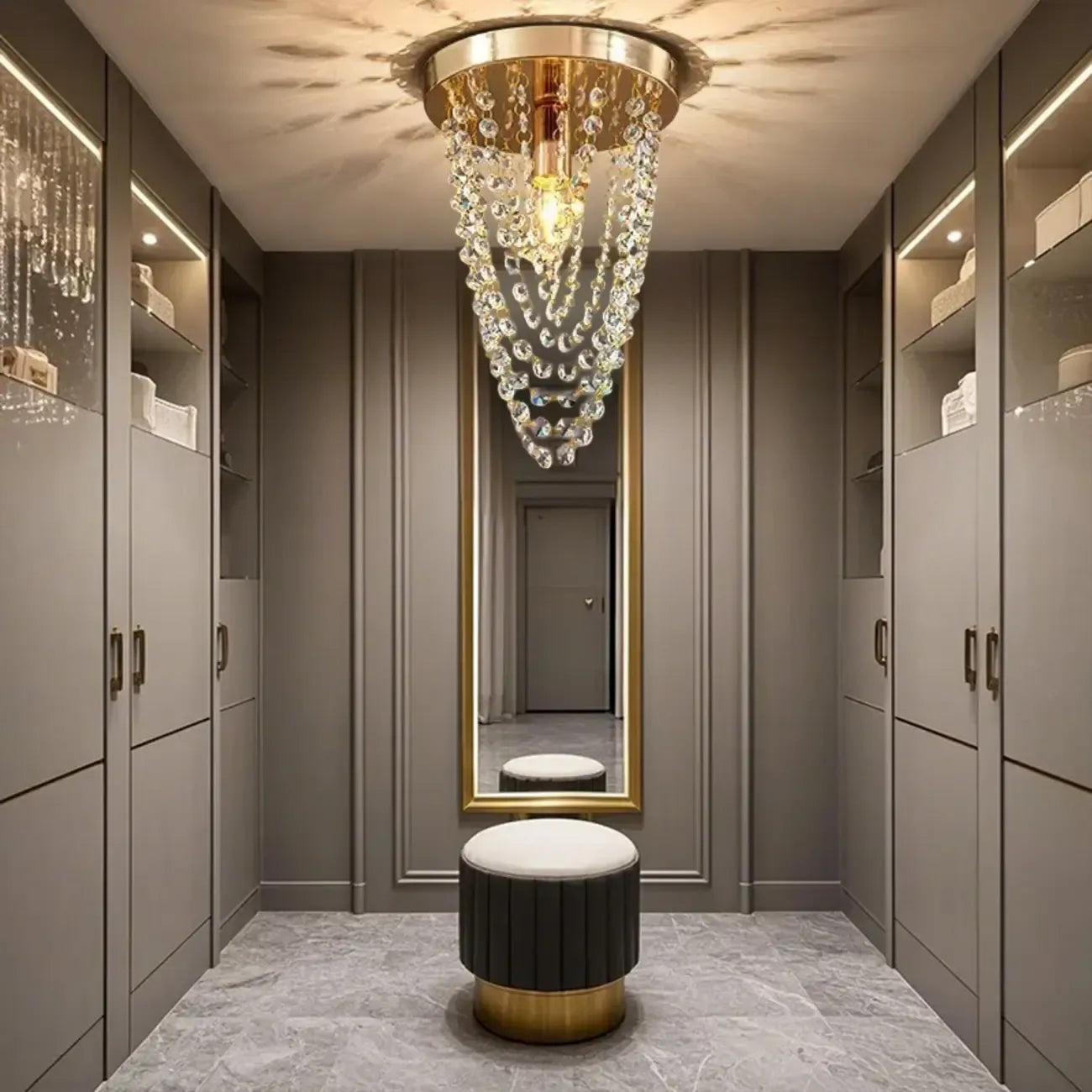 Plafonnier géométrique en cristal encastré pour salon