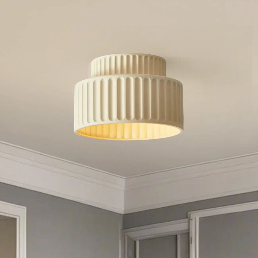 Plafonnier semi-encastré cylindrique moderne avec abat-jour en plastique