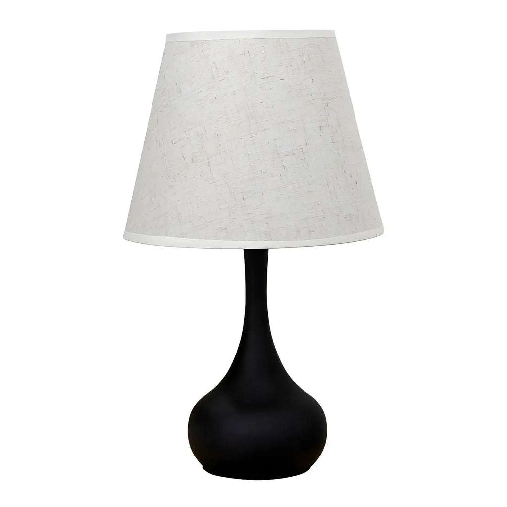Lampe de chevet élégante en métal et tissu noir et blanc