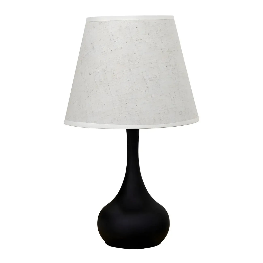 Lampe de chevet élégante en métal et tissu noir et blanc