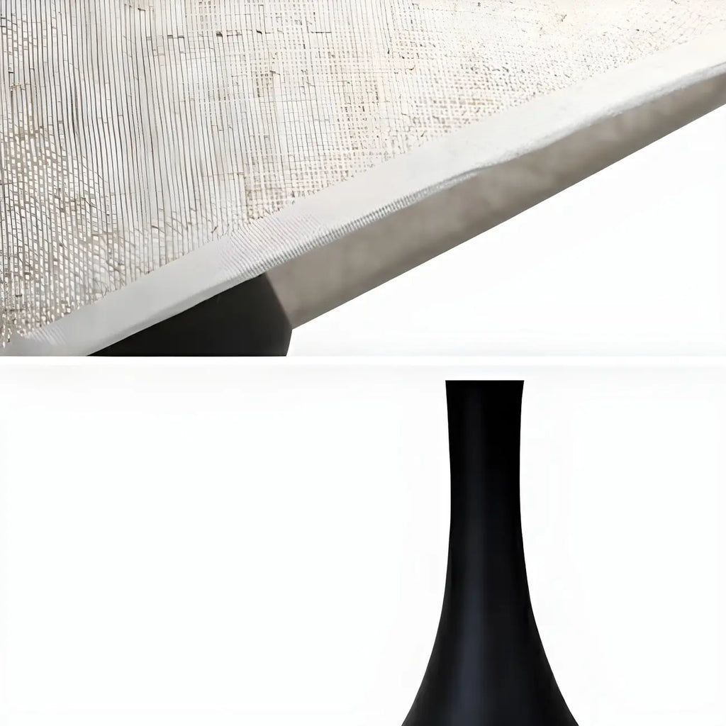 Lampe de chevet élégante en métal et tissu noir et blanc