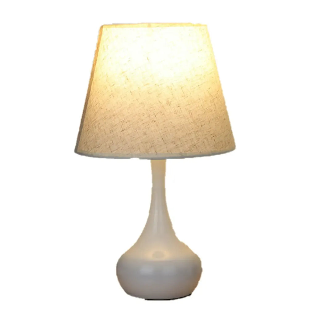 Lampe de chevet élégante en métal et tissu noir et blanc