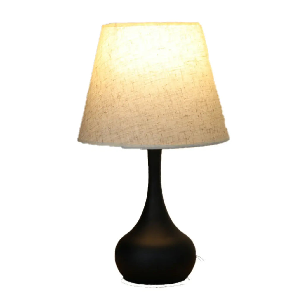 Lampe de chevet élégante en métal et tissu noir et blanc