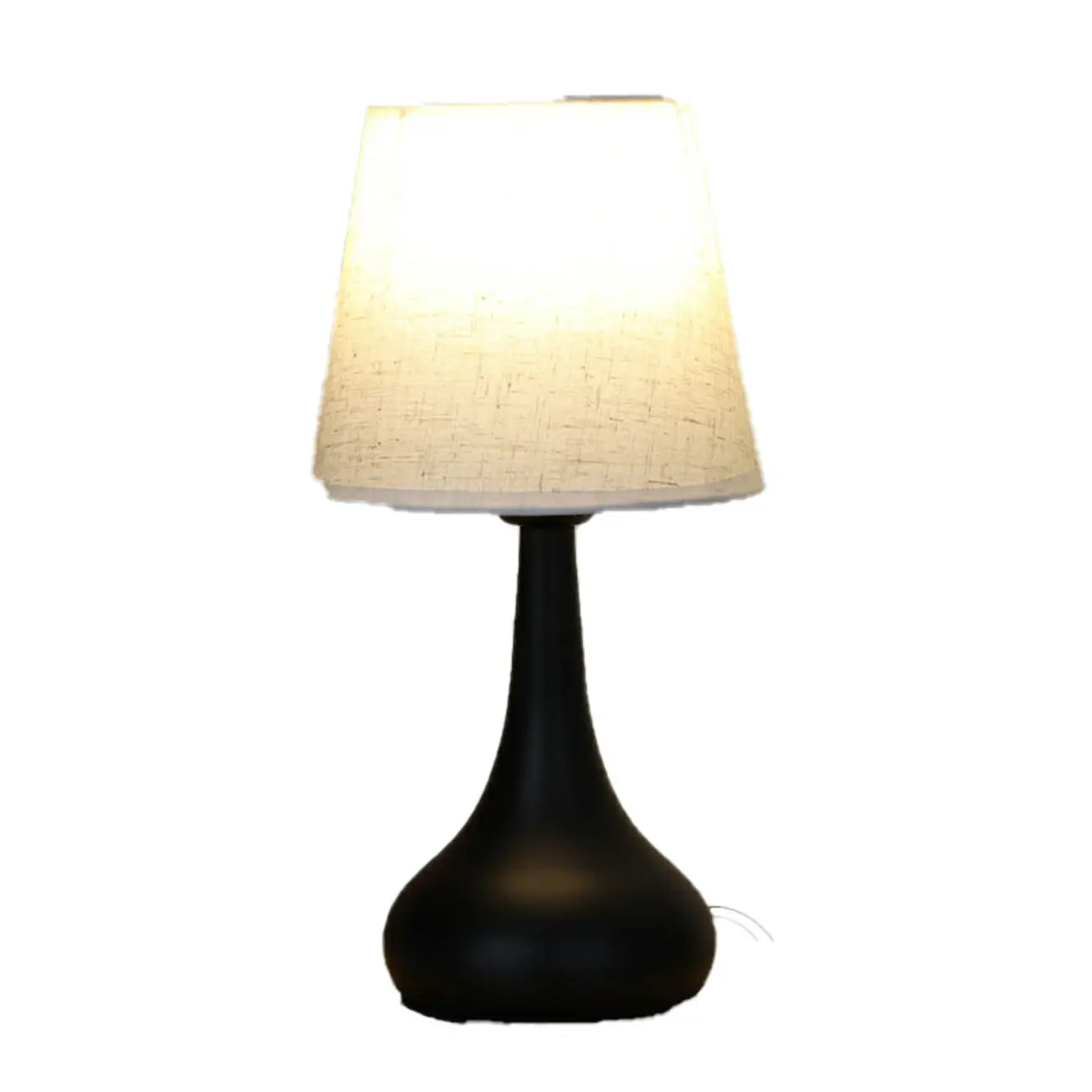 Lampe de chevet élégante en métal et tissu noir et blanc