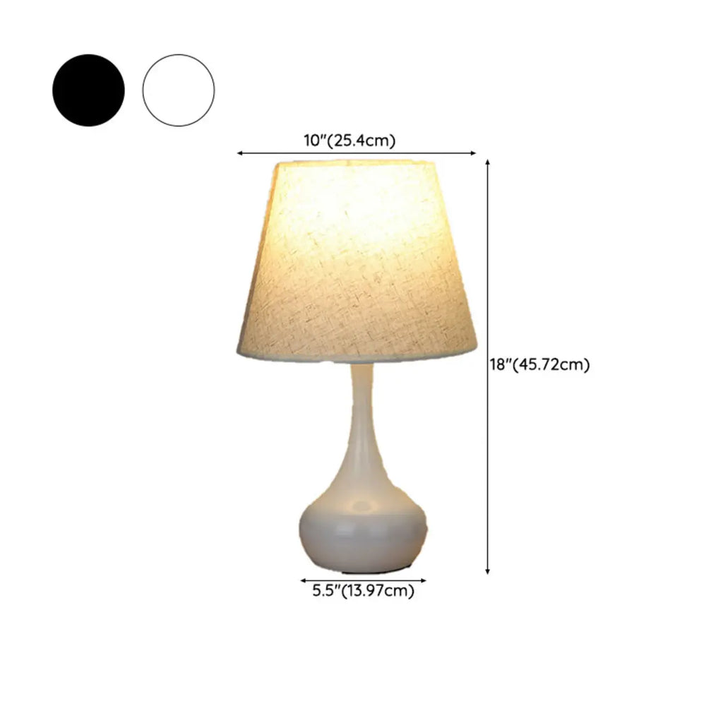 Lampe de chevet élégante en métal et tissu noir et blanc