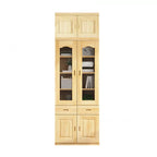 Libreria antica in legno a 5 ripiani con ante in vetro