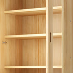 Libreria antica in legno a 5 ripiani con ante in vetro
